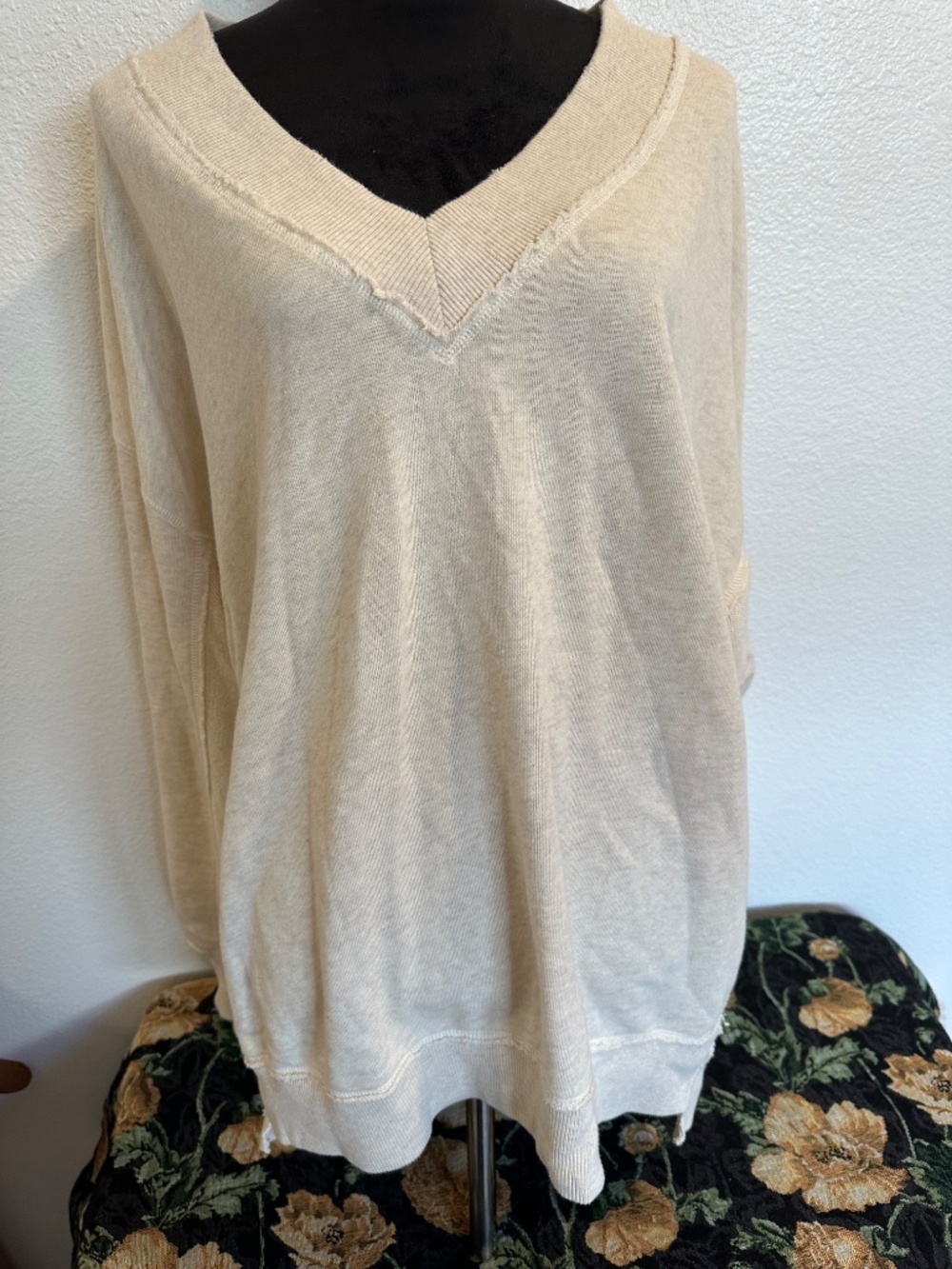 NWT. Aerie oversized deep v-neck sweatshirt. XL - Picture 2 of 8